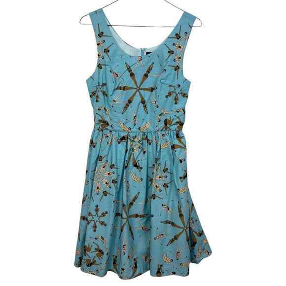Modcloth x DupENNY Blue Synchronized Swimming Sleeveless Dress Size Small - Picture 2 of 6